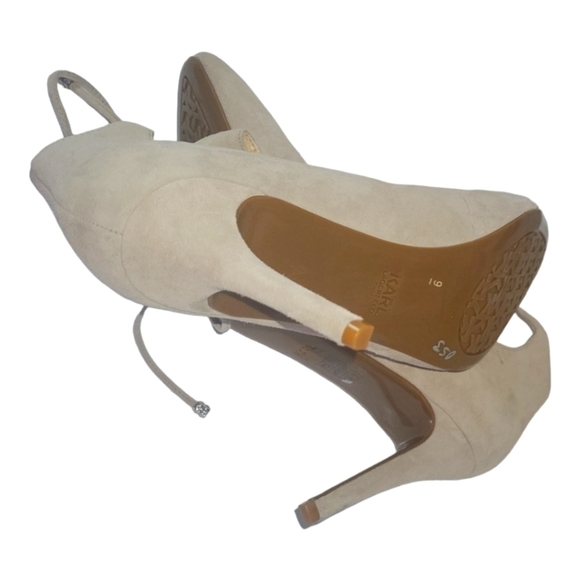 Karl Lagerfeld Jasmin Suede Lace-Up Neutral Pumps Sz 9 - Picture 5 of 11
